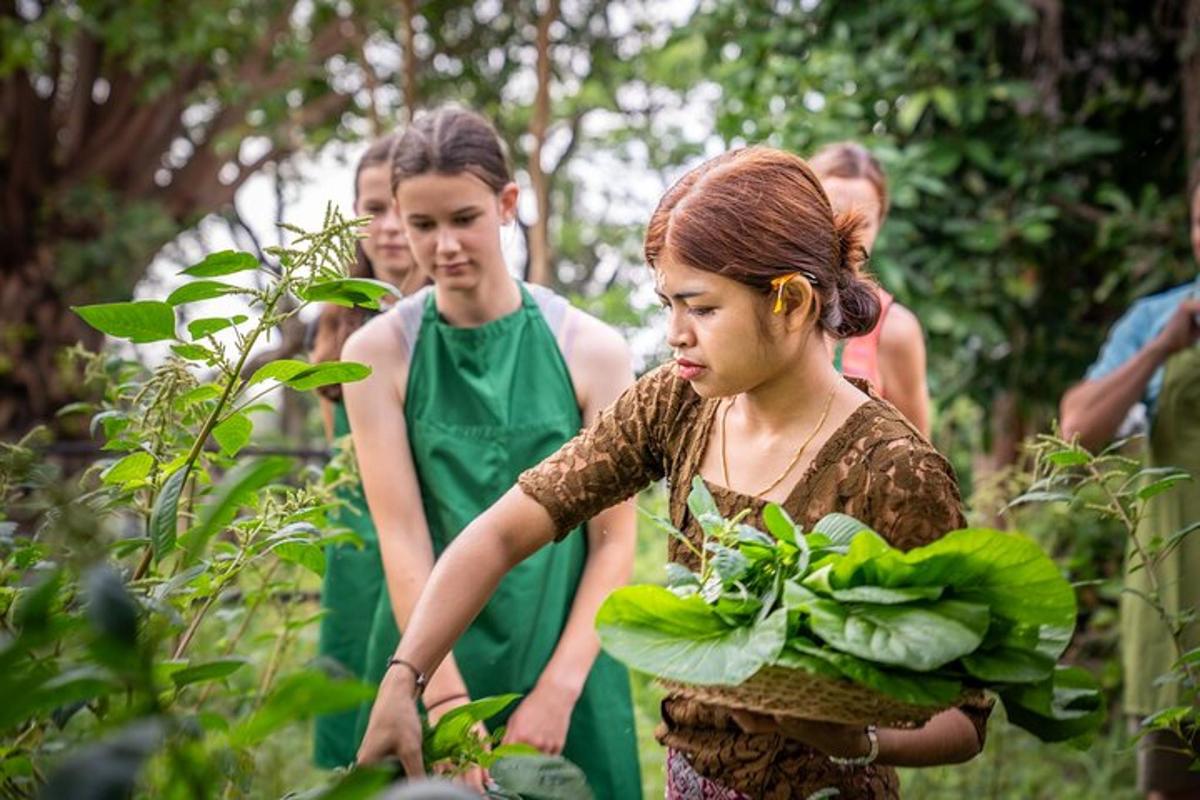 a group of people working in a garden