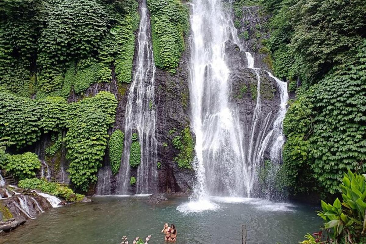 uma cachoeira no meio de uma poça d'água