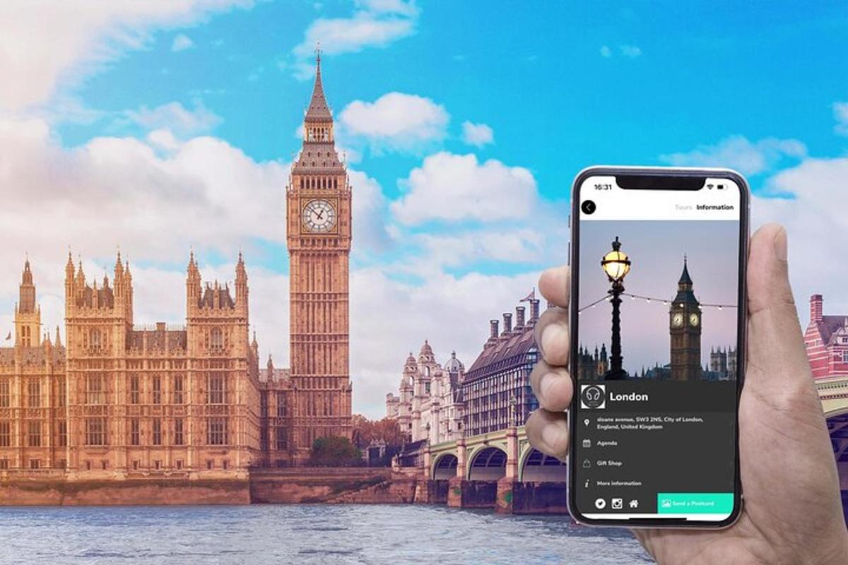 una persona che tiene in mano un telefono cellulare davanti al Big Ben
