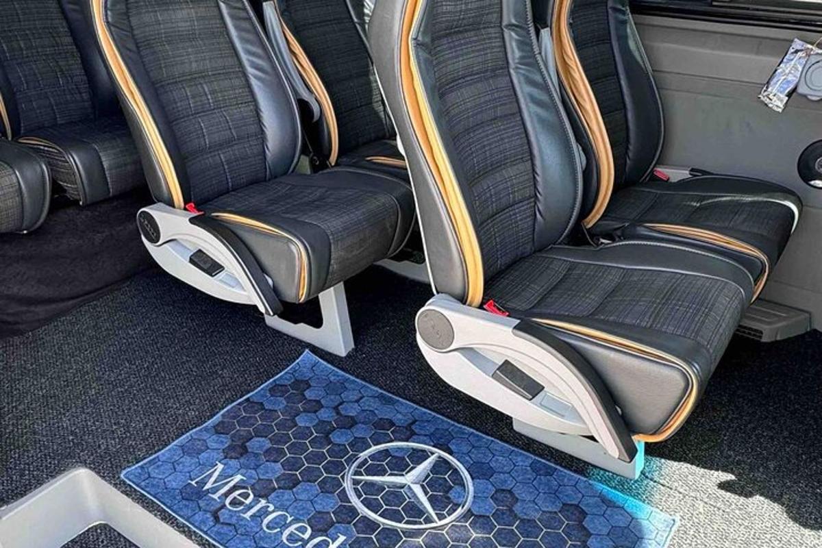 due posti su un treno con un tappetino sul pavimento