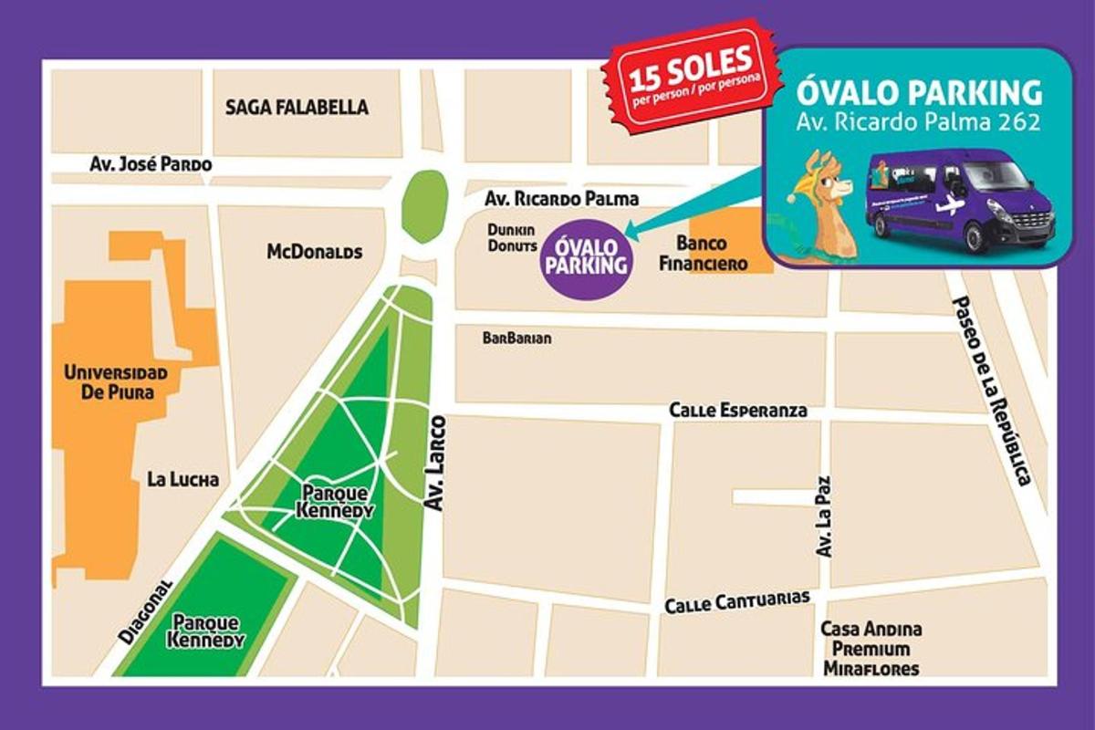 una mappa di un parcheggio con un'auto sopra