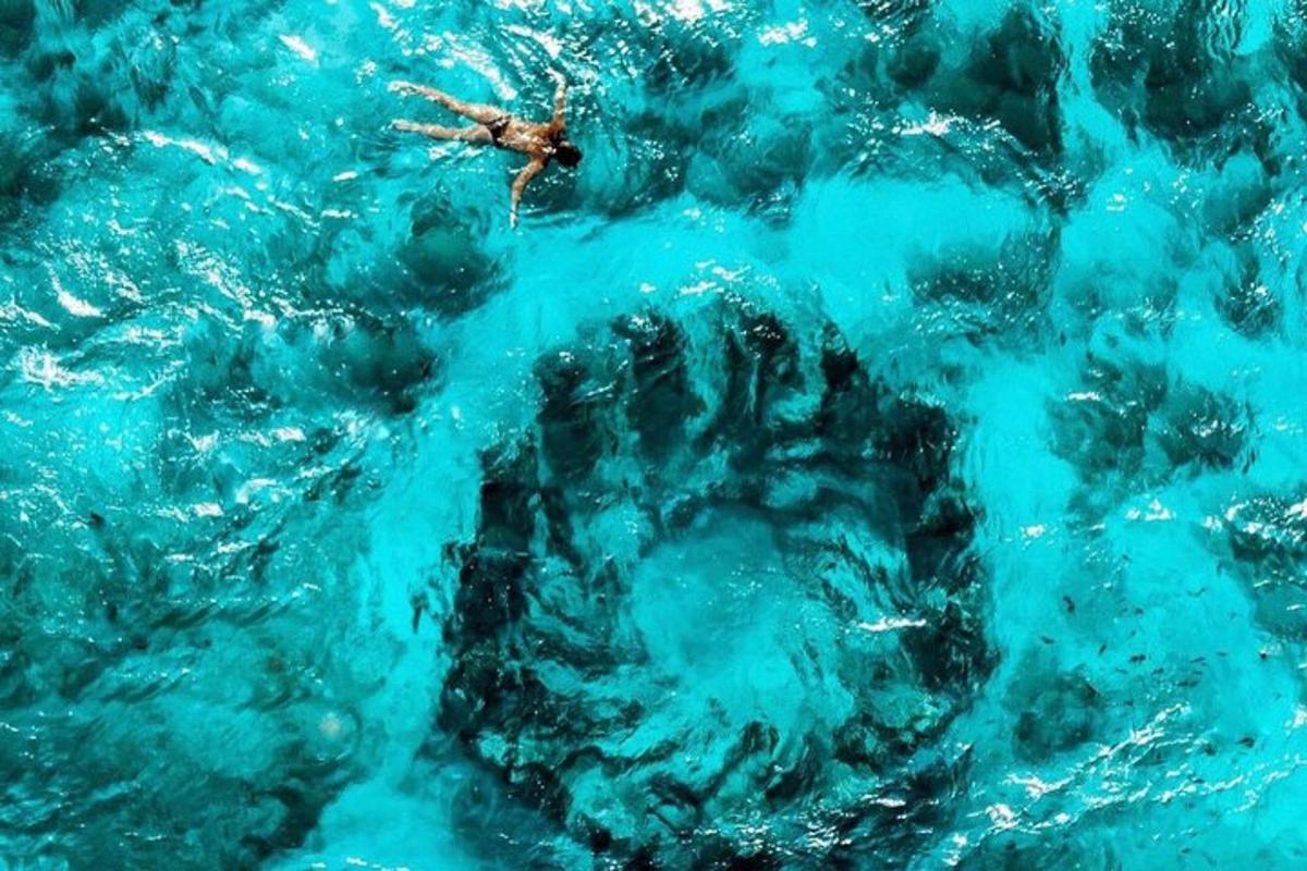 o persoană care înoată într-o piscină cu apă albastră