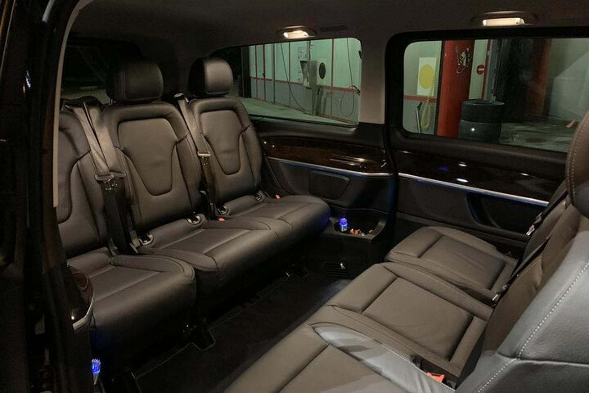an inside view of the back seats of a minivan