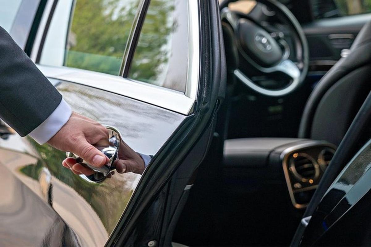 a man is holding the door of a car