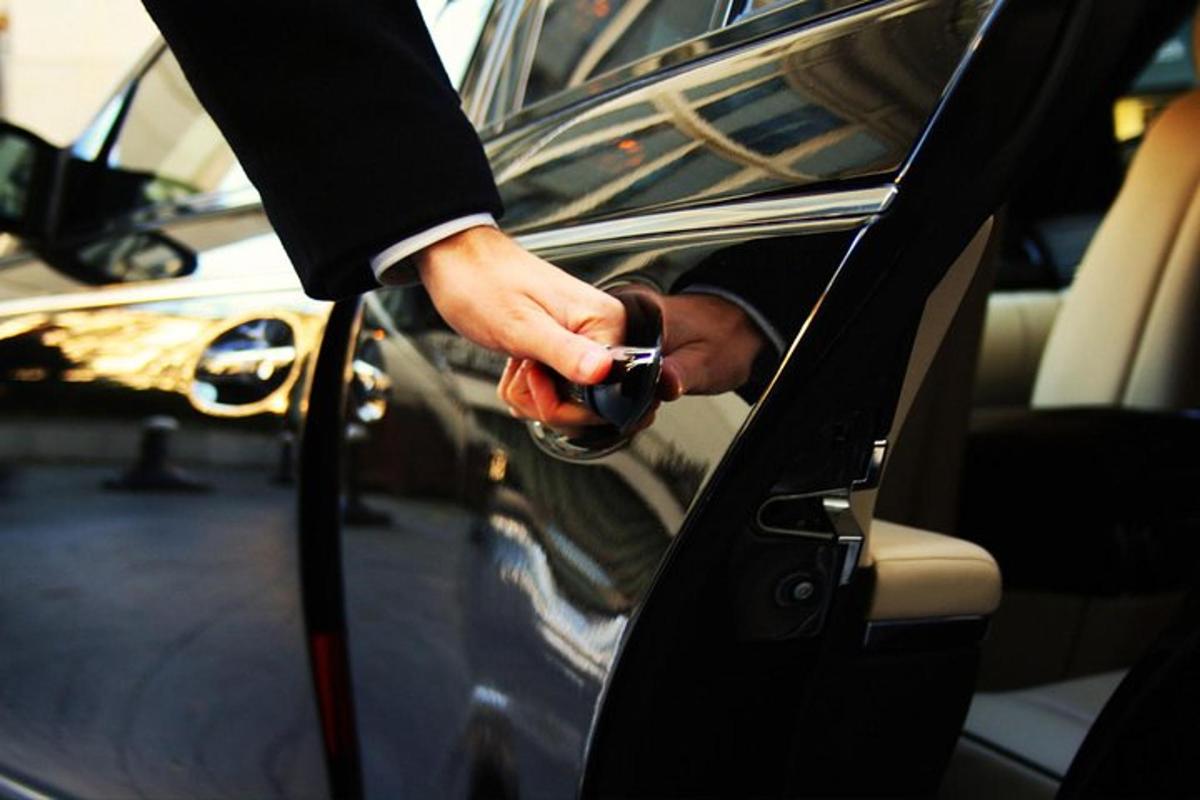 seseorang sedang membuka pintu mobil
