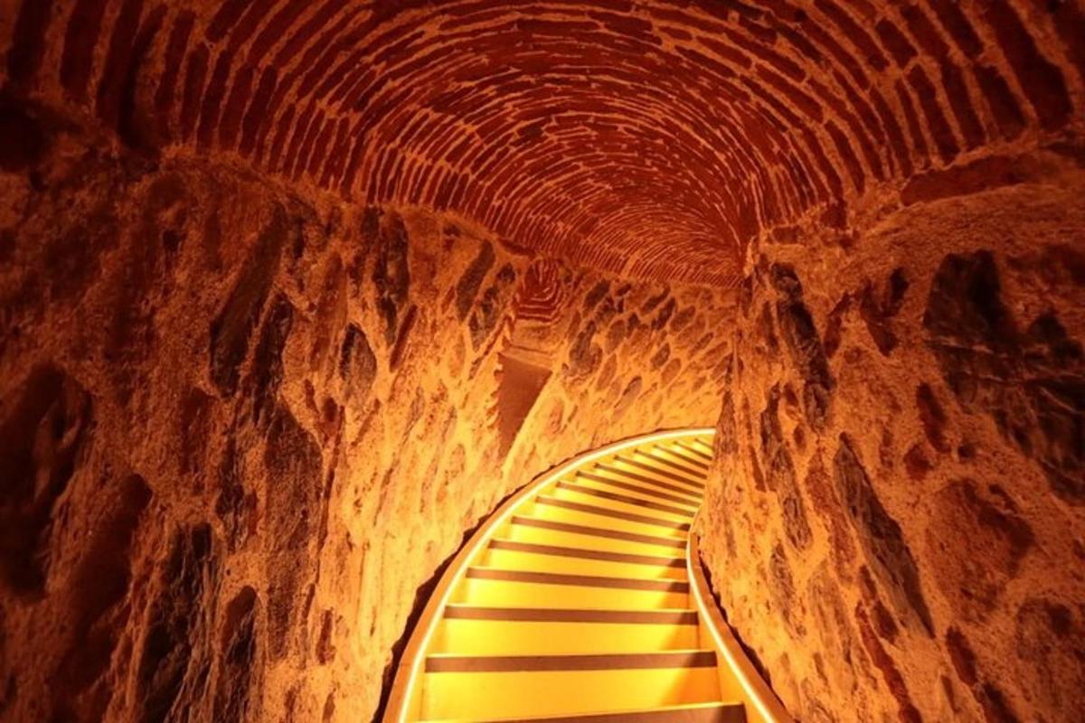 un túnel amb una escala en una cova