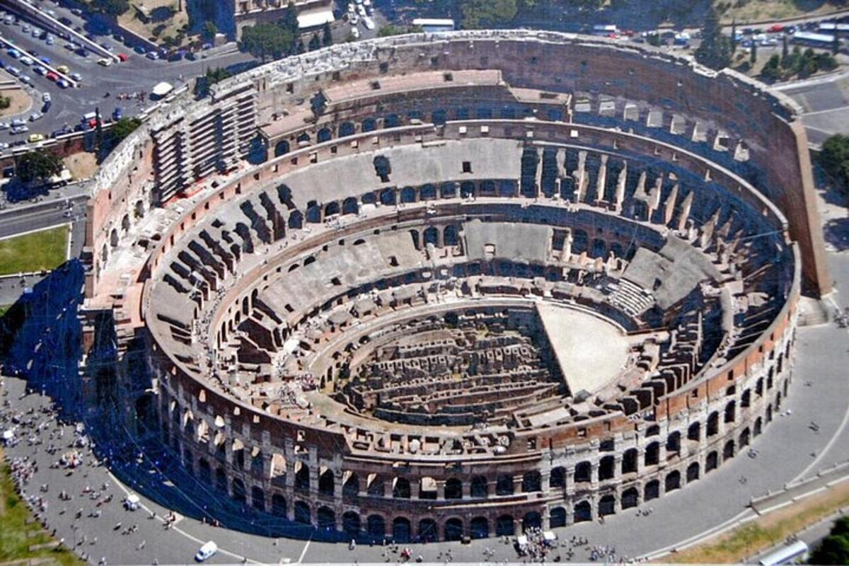 an aerial view of a large amphitheater
