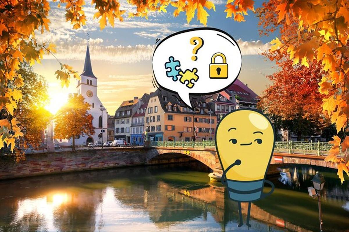 un cartone animato di due lampadine in un fiume con un ponte