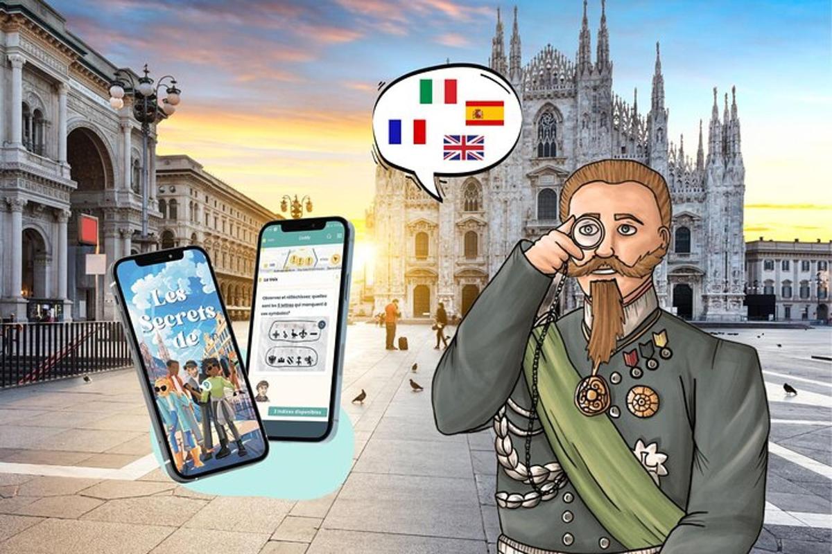 Una caricatura de un hombre mirando un teléfono celular.
