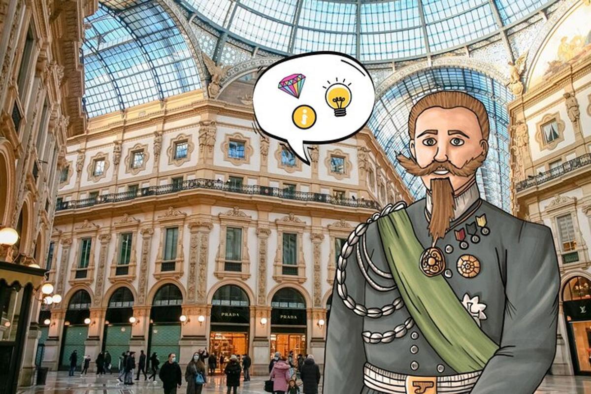 kresba muže s žárovkou v nákupním centru