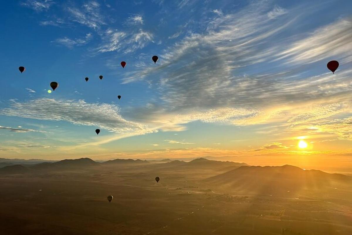 un gruppo di mongolfiere che volano nel cielo
