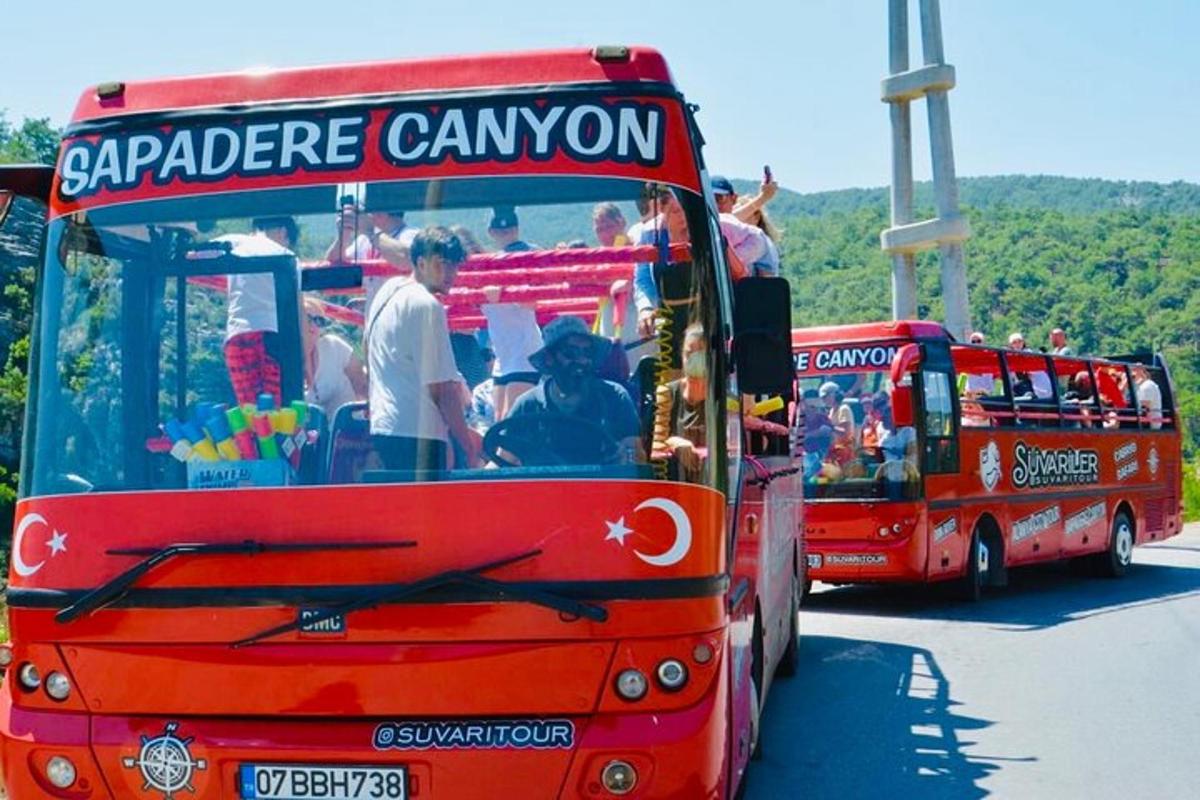 Kaks punast bussi on pargitud teineteise kõrvale