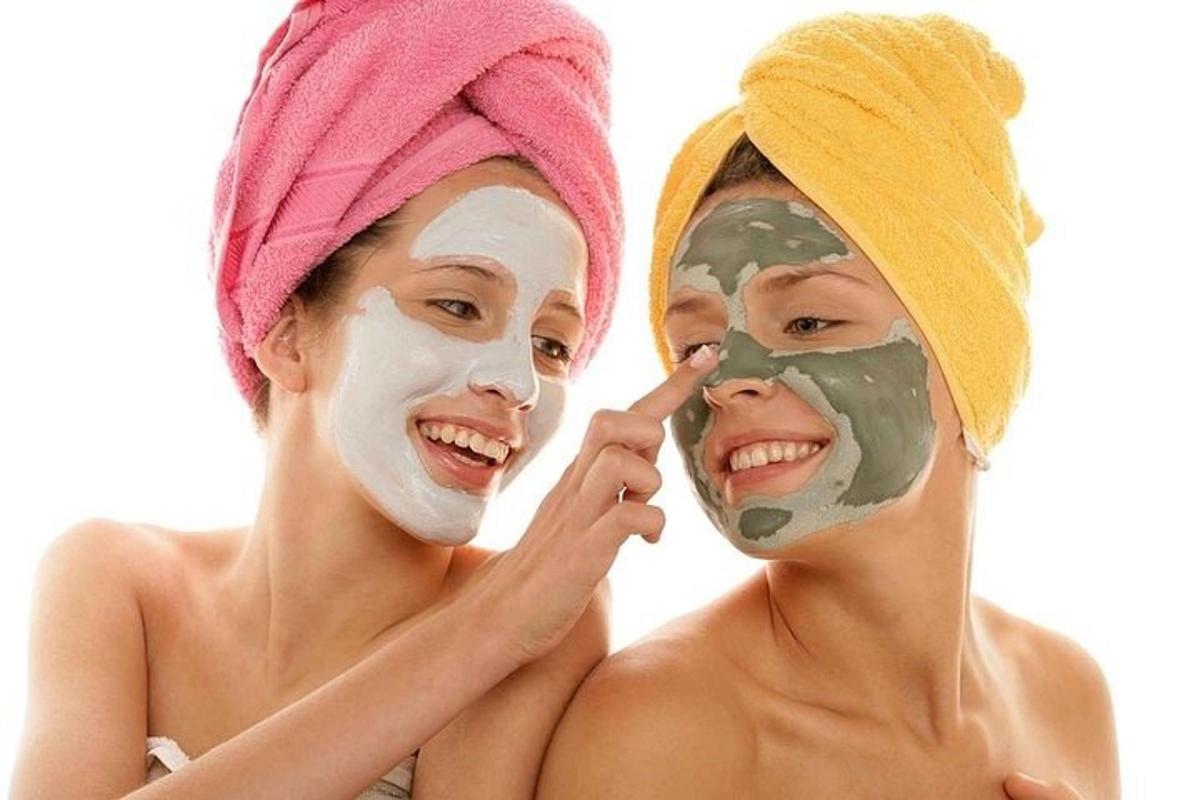 two women with a mask on their faces