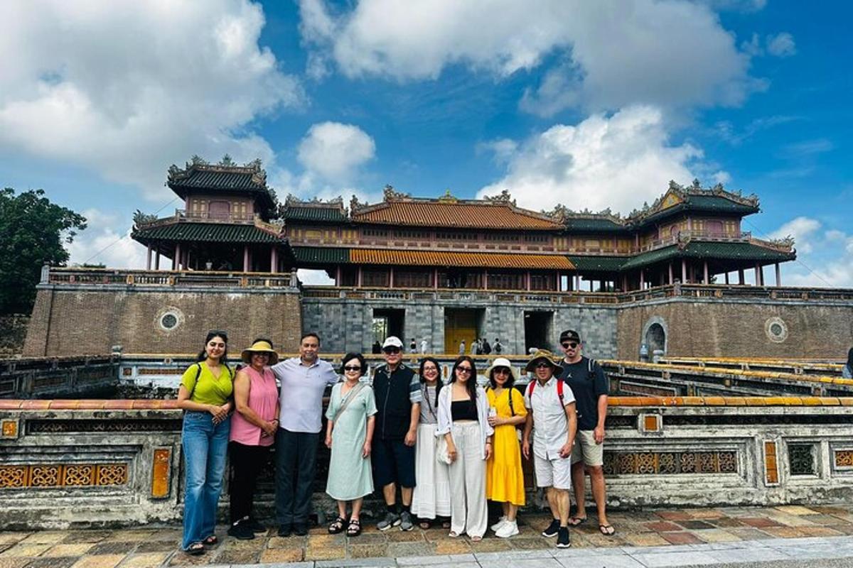 a group of people standing in front of a building
