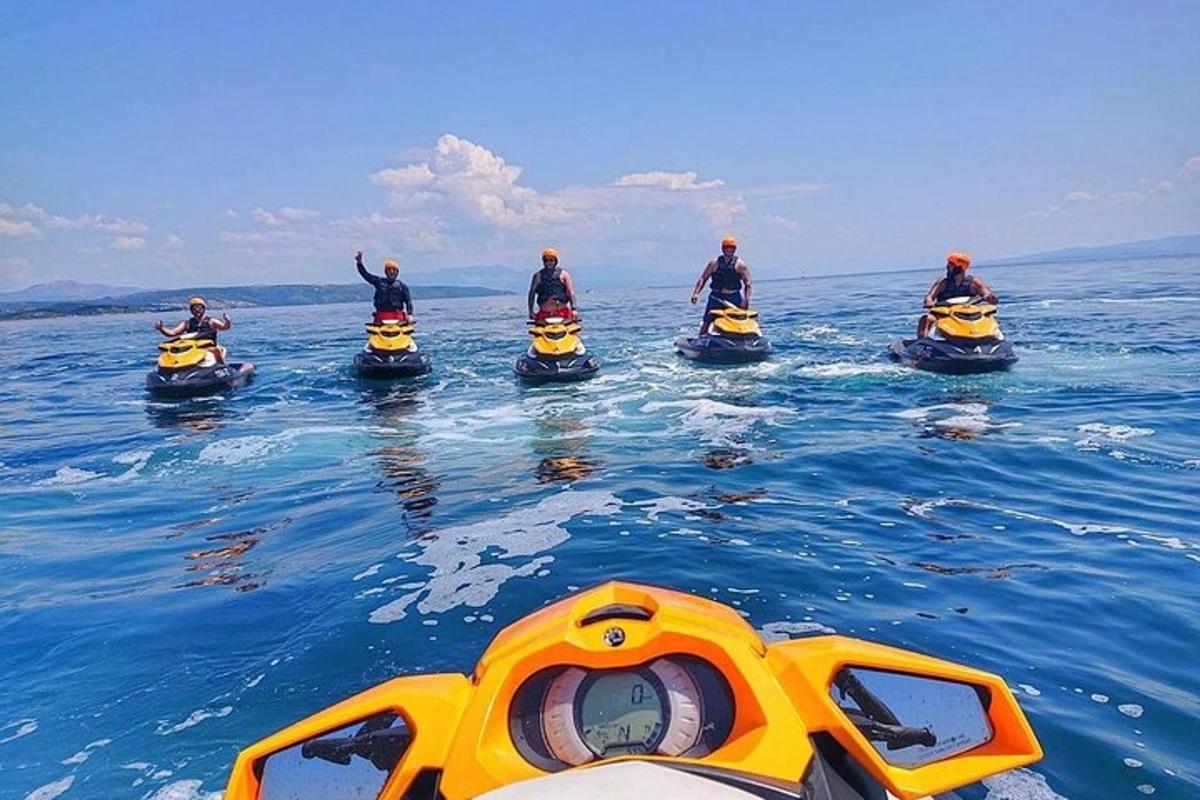 a group of people on kayaks in the water