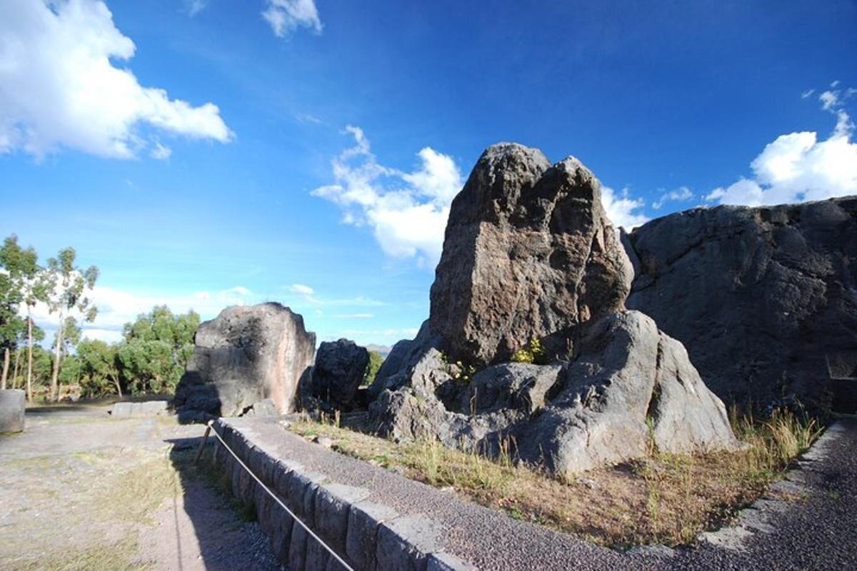 un grupo de rocas grandes en un campo