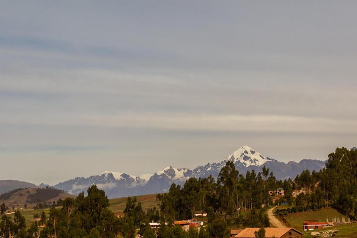 a mountain range with snow capped mountains in the distance
