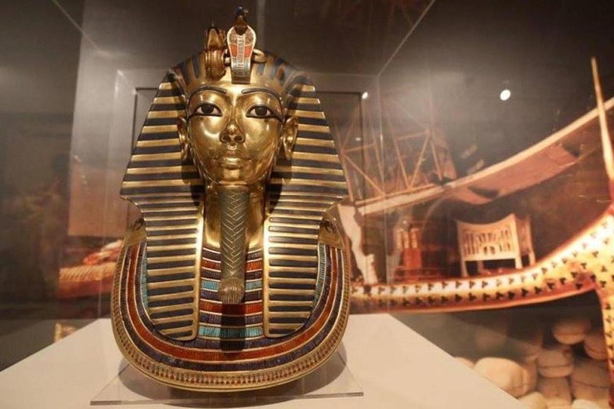 una statua di Anubi esposta in un museo