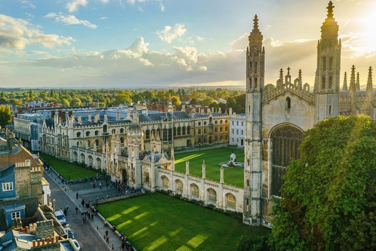 an aerial view of a building with a clock tower