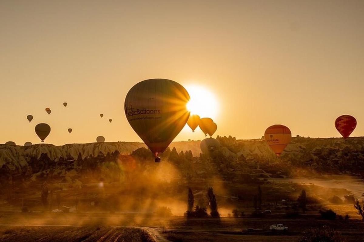un gruppo di mongolfiere che volano nel cielo