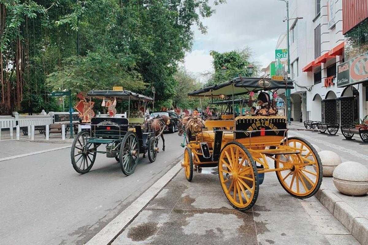 sekumpulan kereta kuda di jalan bandar