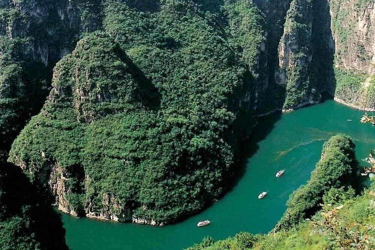 an aerial view of a river in a canyon