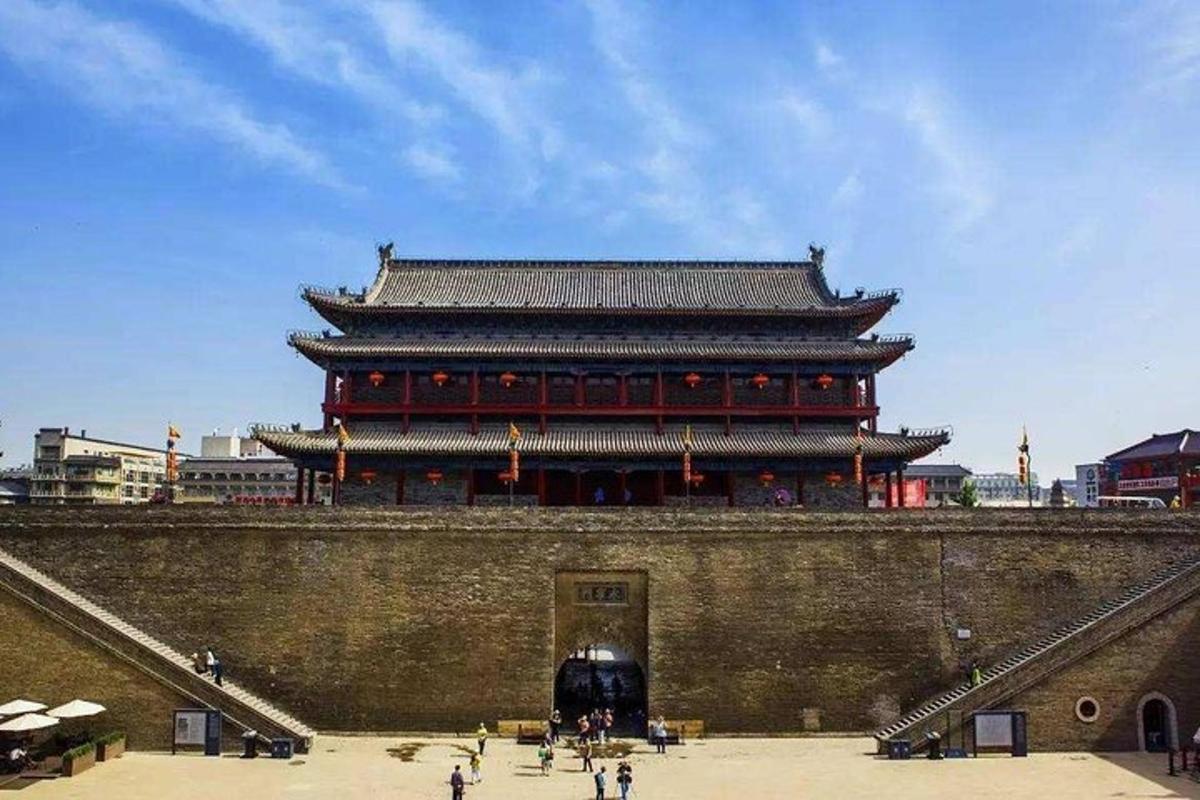 a large building on top of a wall