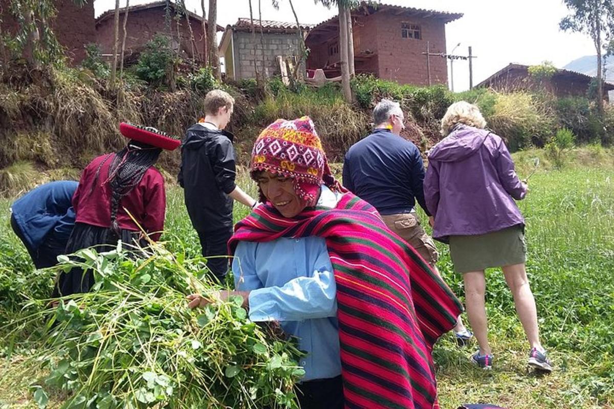 een groep mensen die rond een veld staan