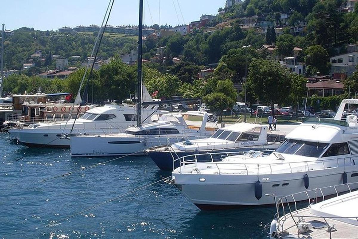 Un montón de barcos están atracados en el agua