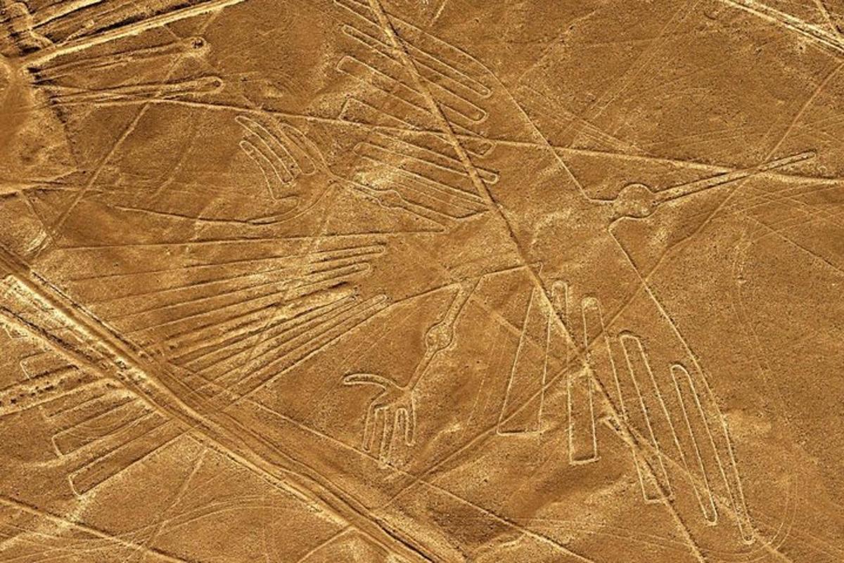 ένα σχέδιο ενός άνδρα και ενός πουλιού σε έναν βράχο