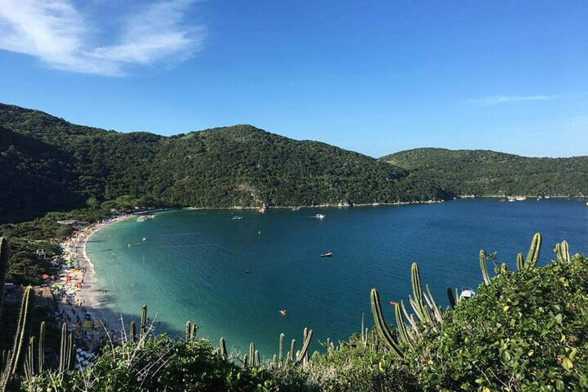 a view of a beach with boats in the water
