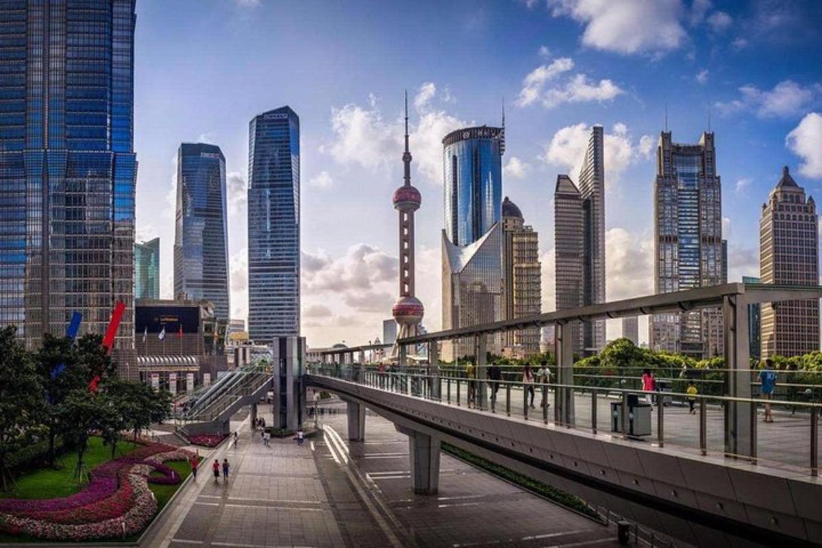 a view of a city with tall buildings