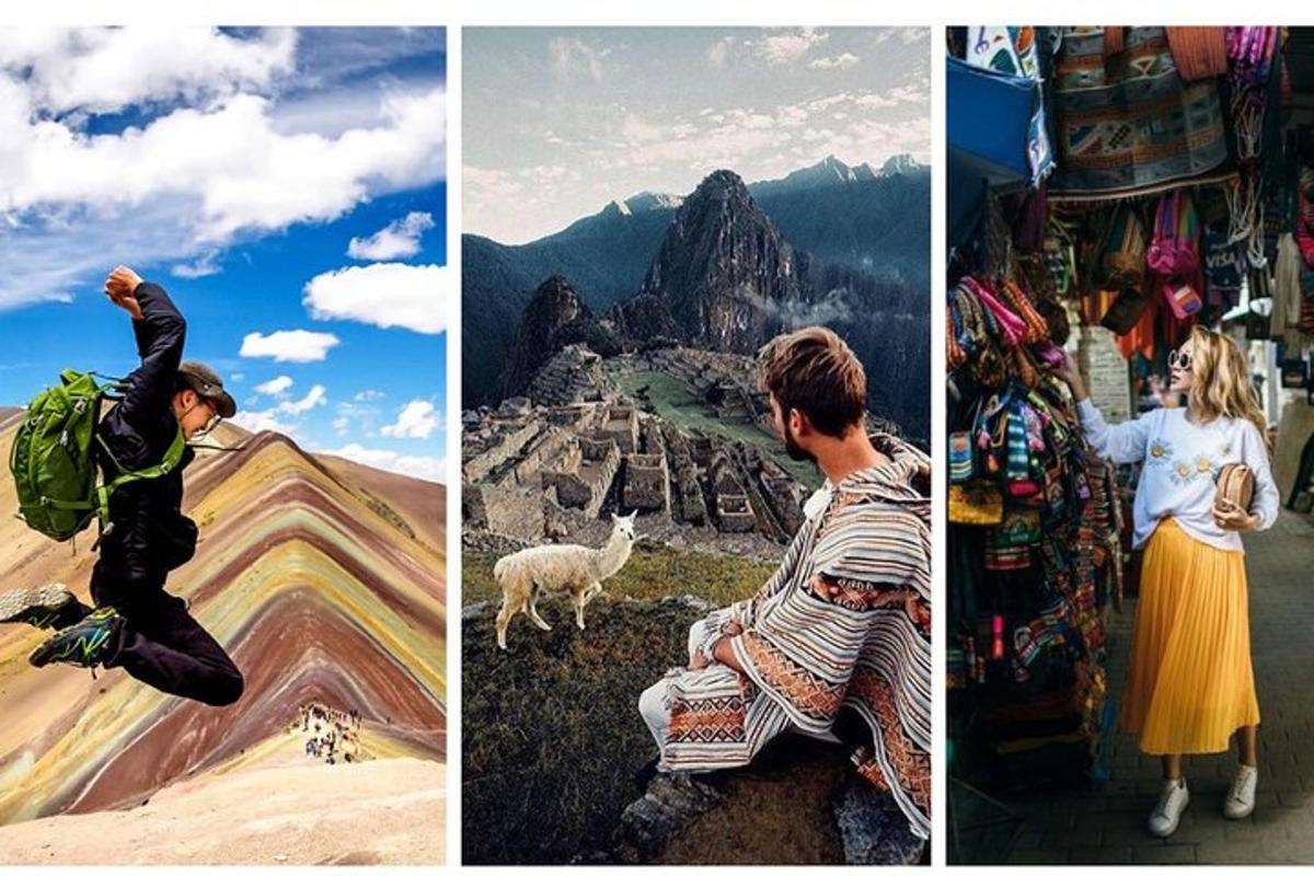 un collage di foto di persone in montagna