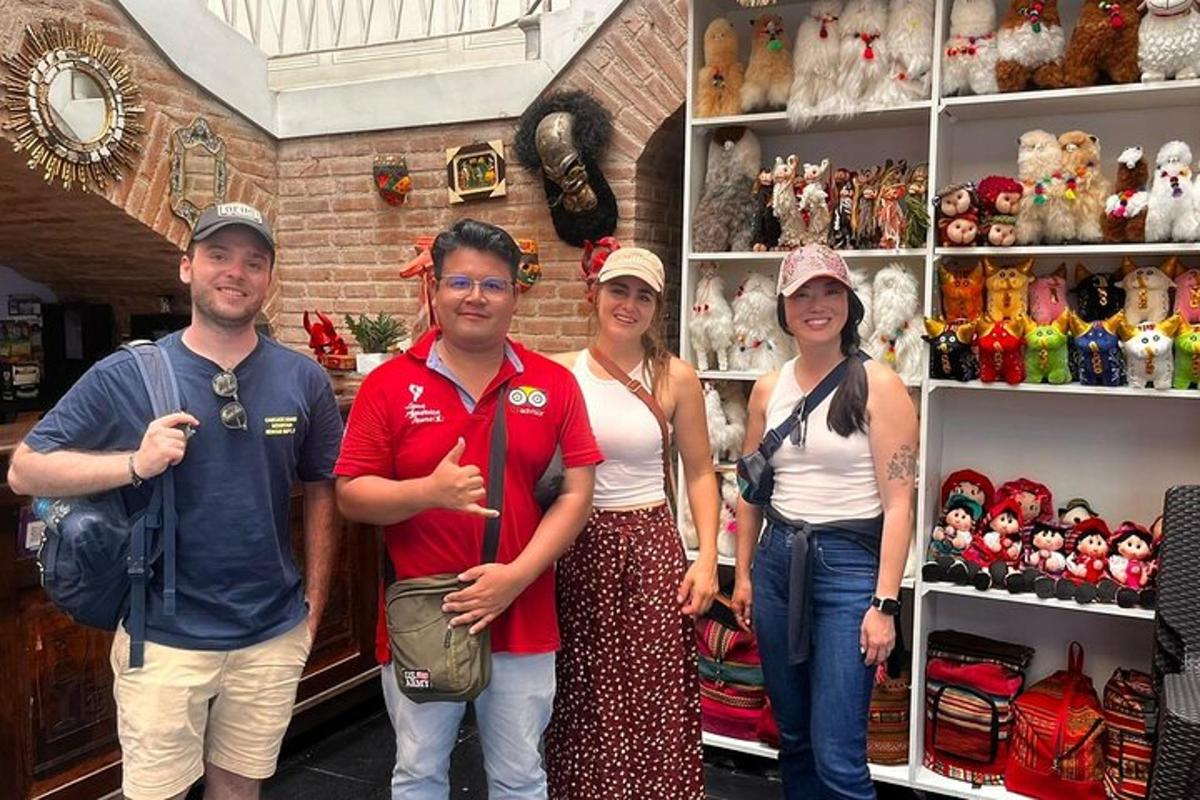 a group of people standing in front of a store