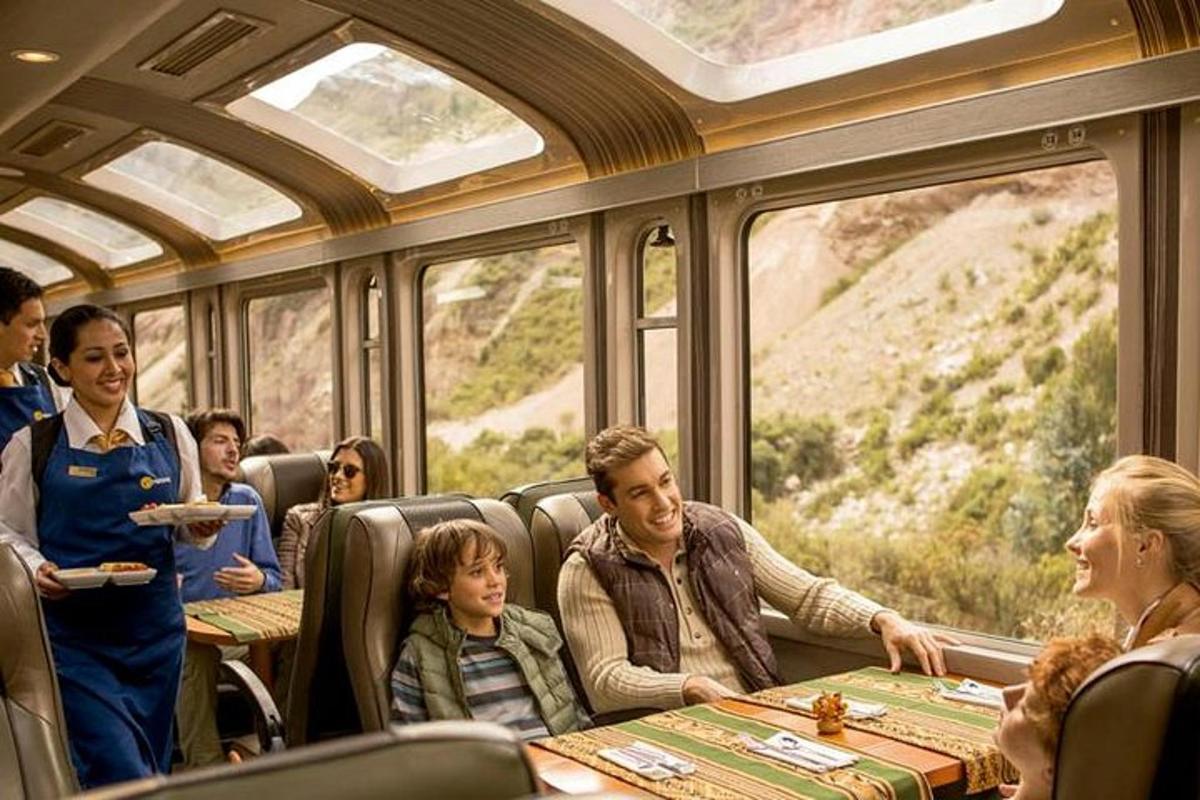 um grupo de pessoas viajando em um trem