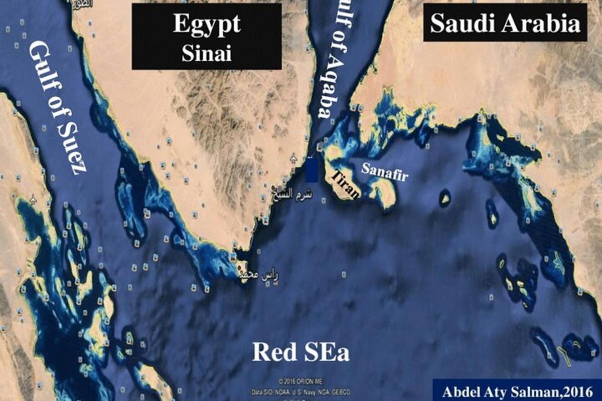una mappa del Mar Rosso e dell'area del Mar Rosso
