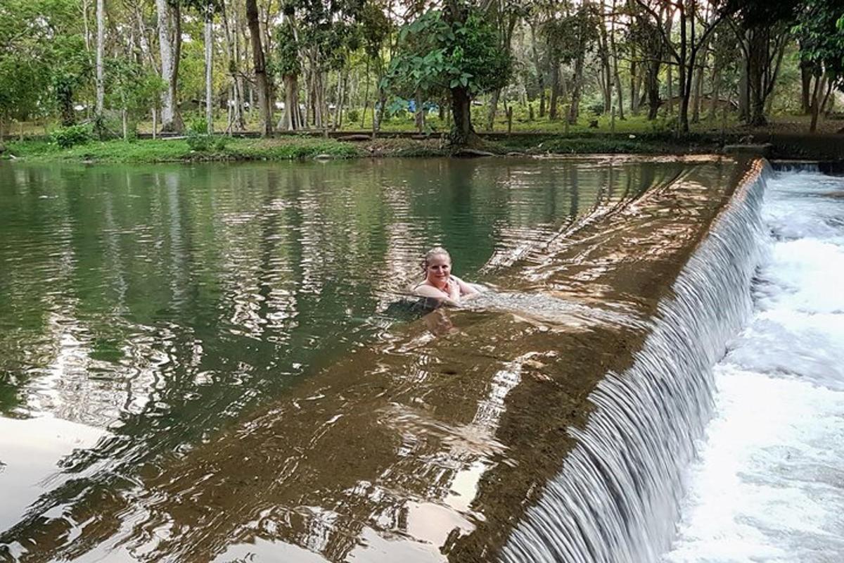 a person swimming in a body of water