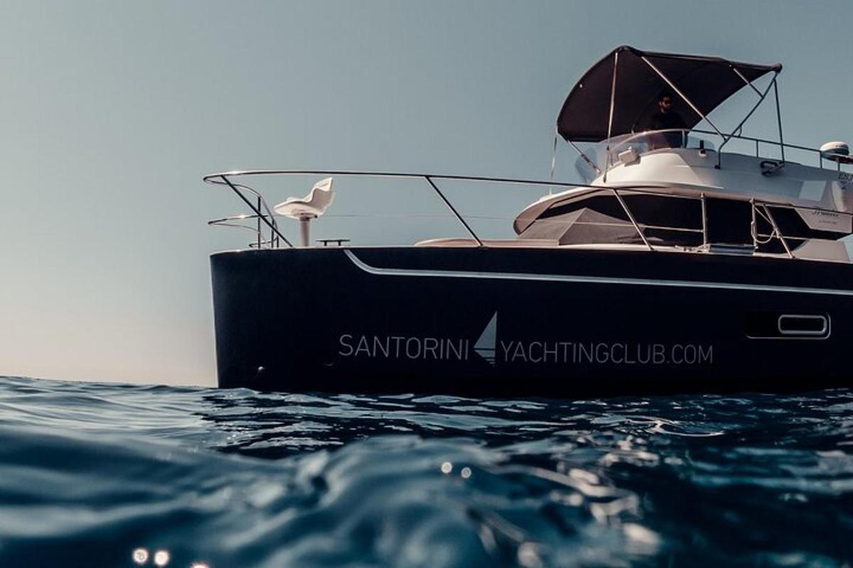 a black and white boat in the water