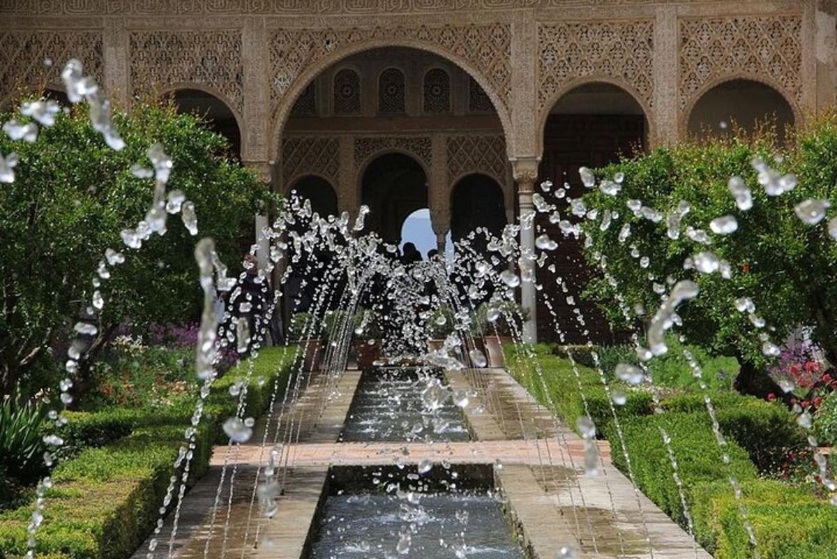 una fontana in mezzo a un giardino