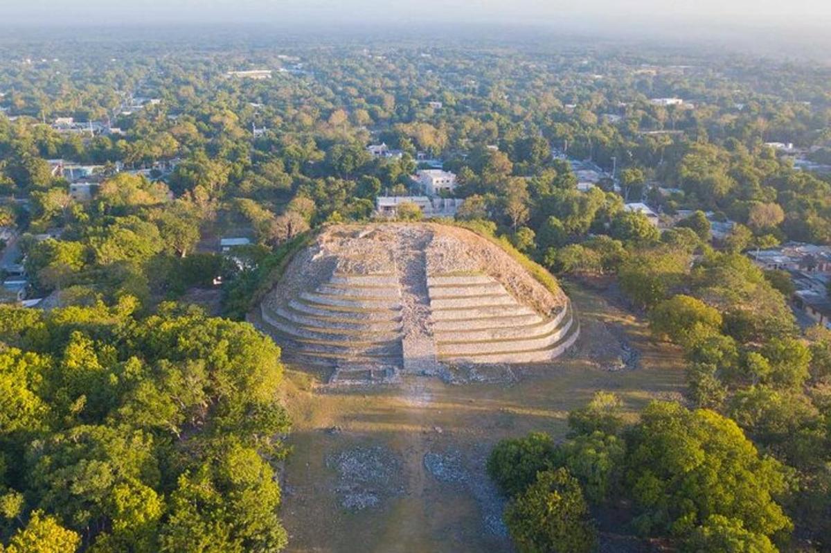 una vista aérea de un anfiteatro en un bosque