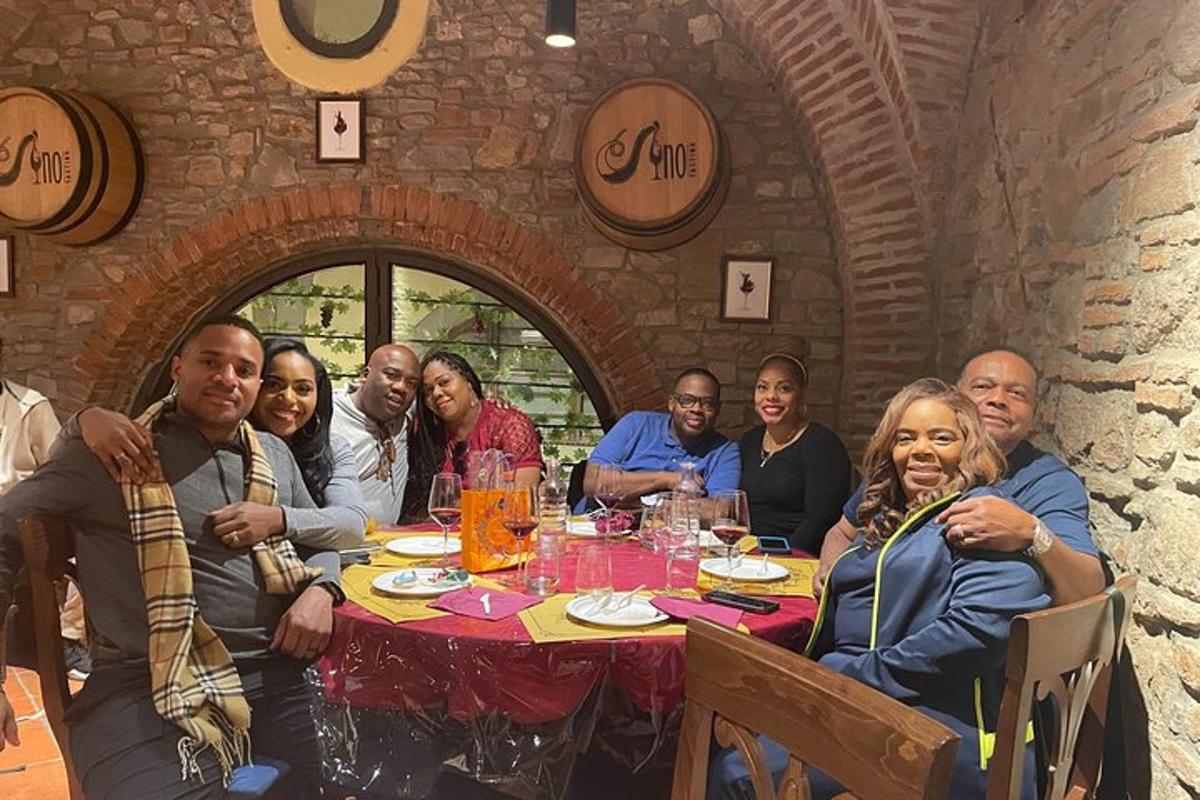 a group of people sitting around a table
