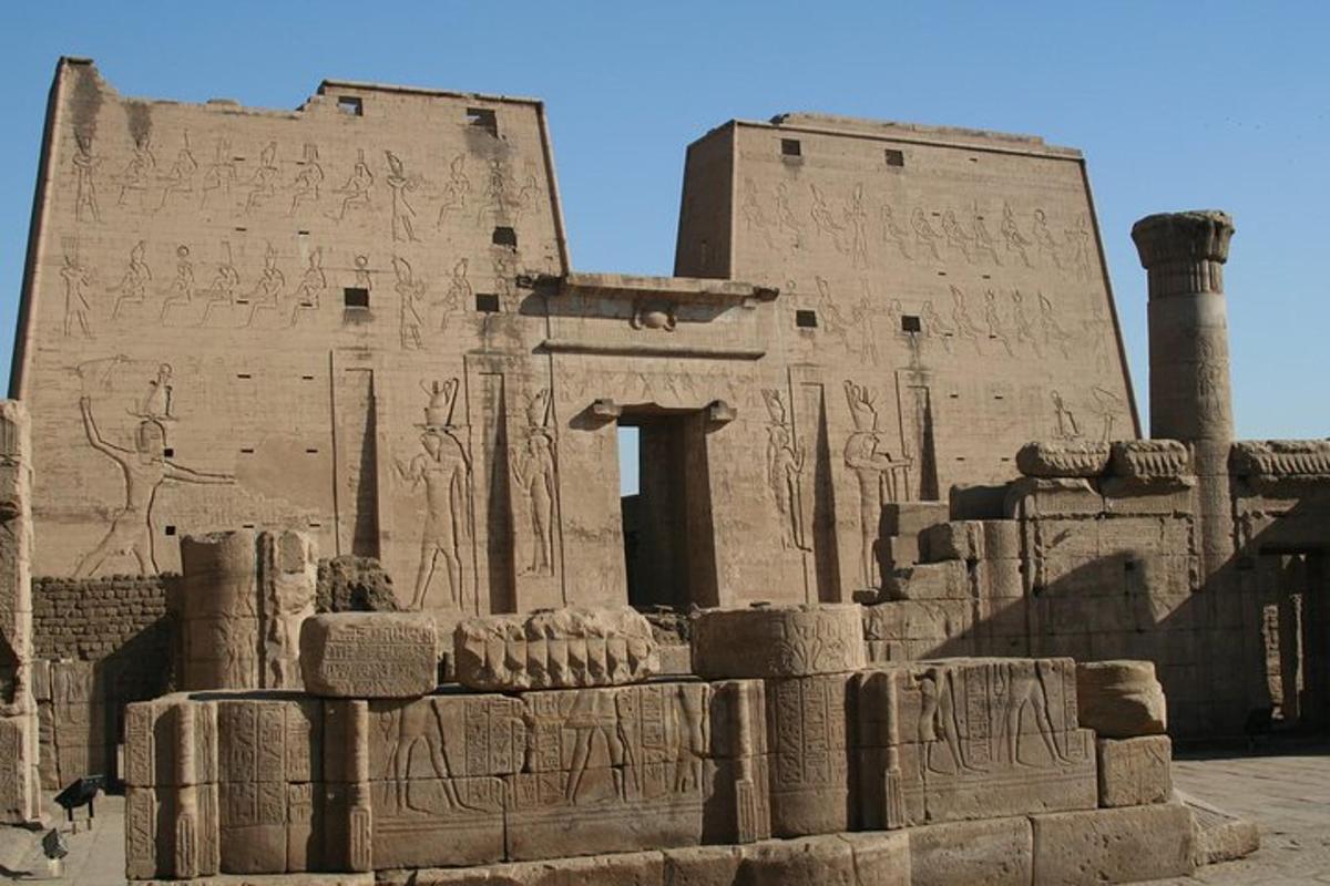 an ancient building with hieroglyphics on it