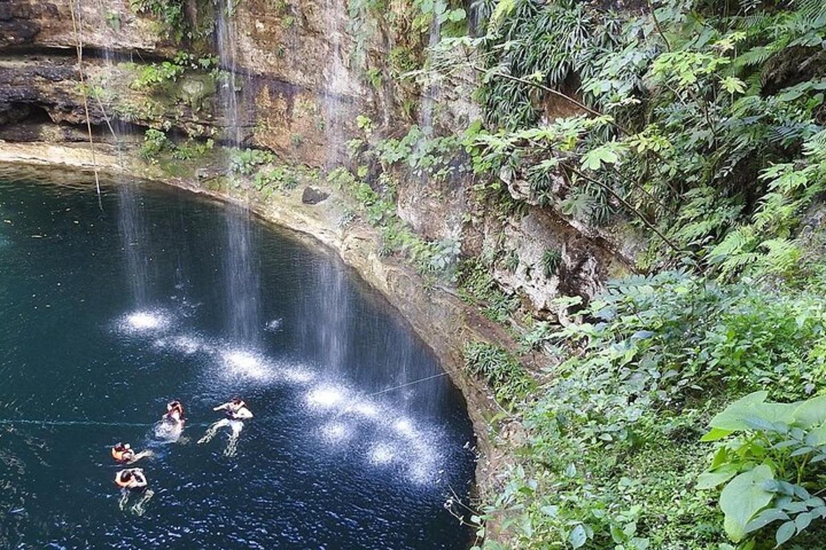 isang grupo ng mga taong lumalangoy sa isang anyong tubig