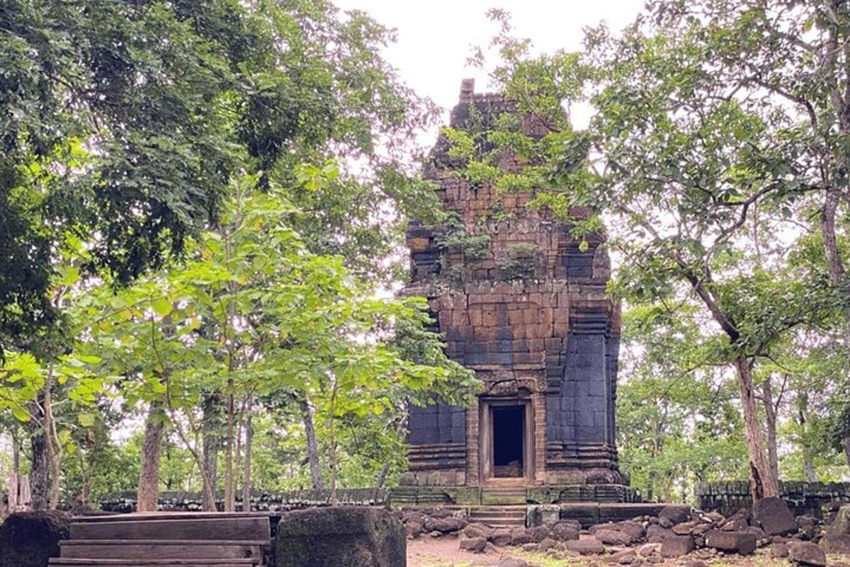 un antic edifici de pedra amb arbres al davant