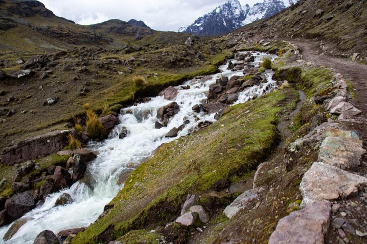 un rierol d'aigua que baixa per un vessant de muntanya
