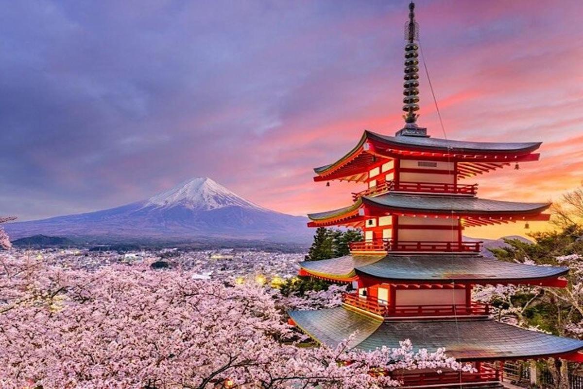 una pagoda con una montagna sullo sfondo