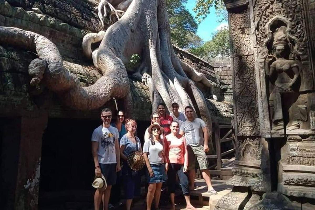 a group of people standing in front of a building