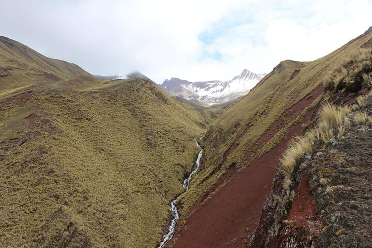 una vista di una valle di montagna con un fiume