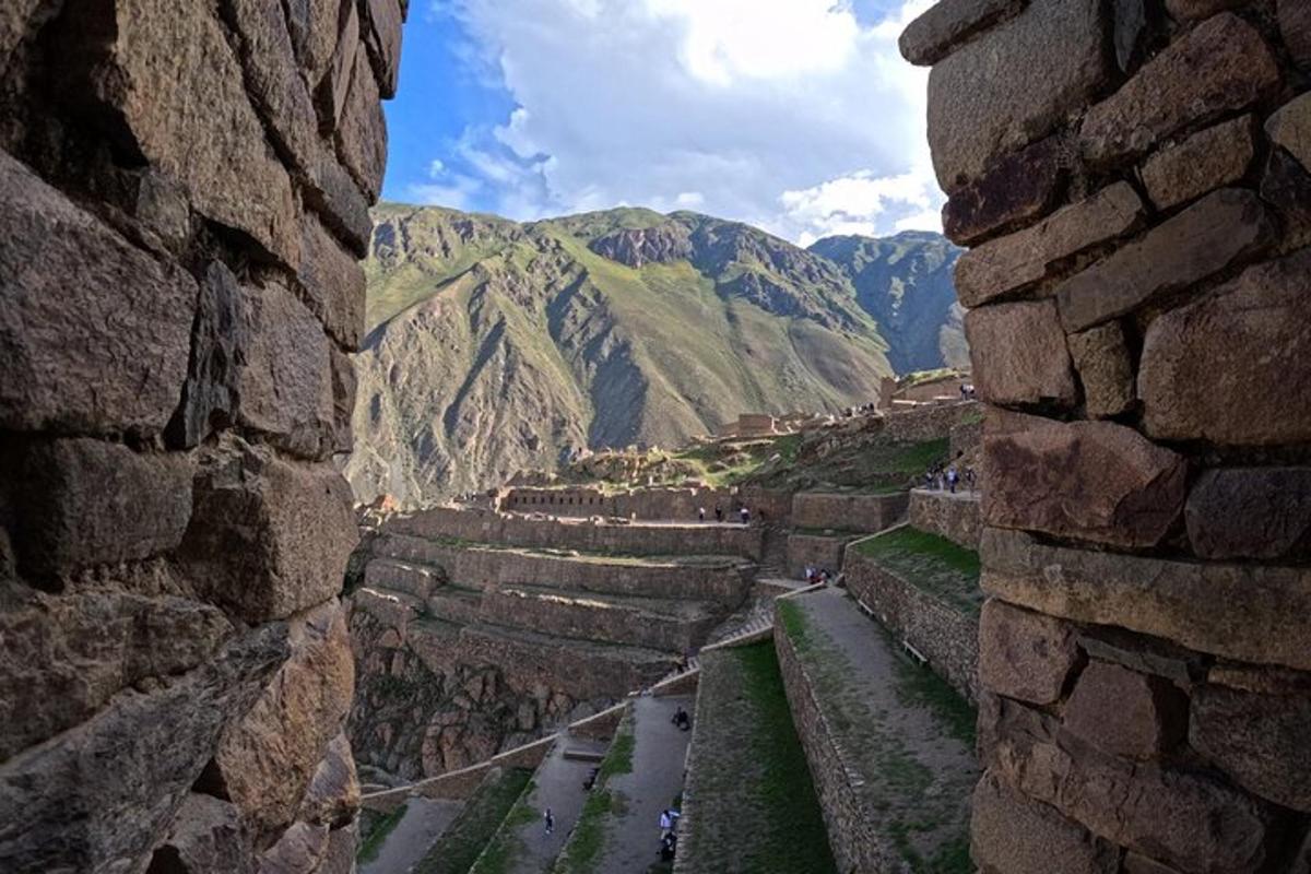 una vista di un canyon con montagne sullo sfondo