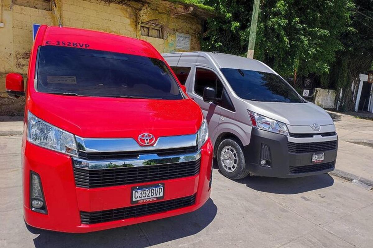 two vehicles are parked next to each other